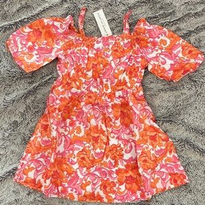 Janie and Jack White Orange and Pink Floral Dress - SIZE 6
